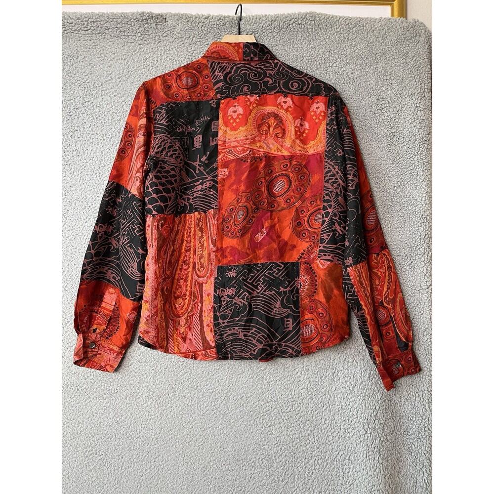 Chicos Button Top Large 2 Silk Patchwork Abstract… - image 7